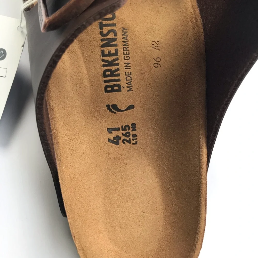 New! Birkenstock Arizona BS Dark Brown Leather Sandals Sz 41 Women 10 Men 8 - Picture 4 of 9